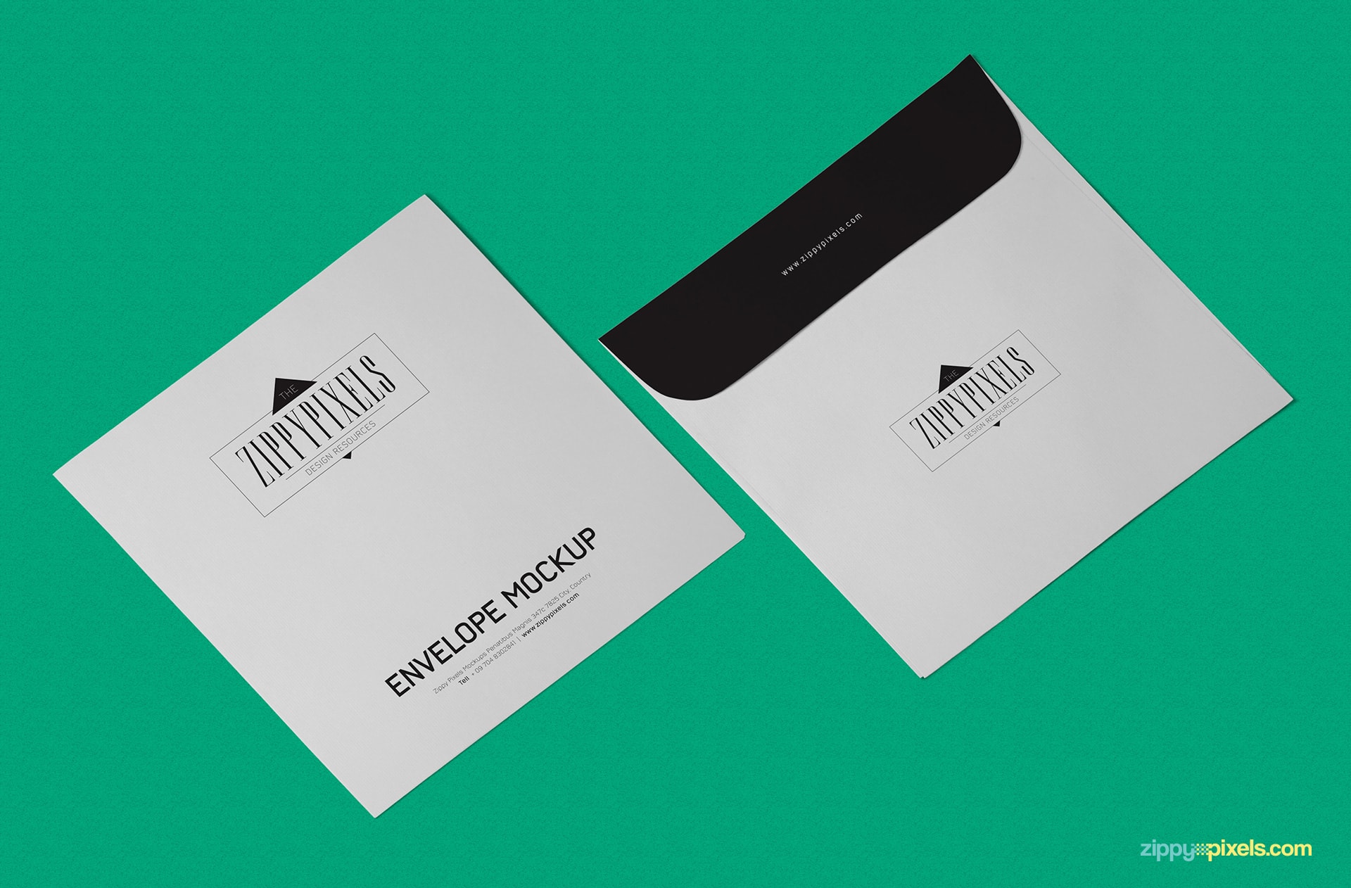 A free envelope mockup in isometric view