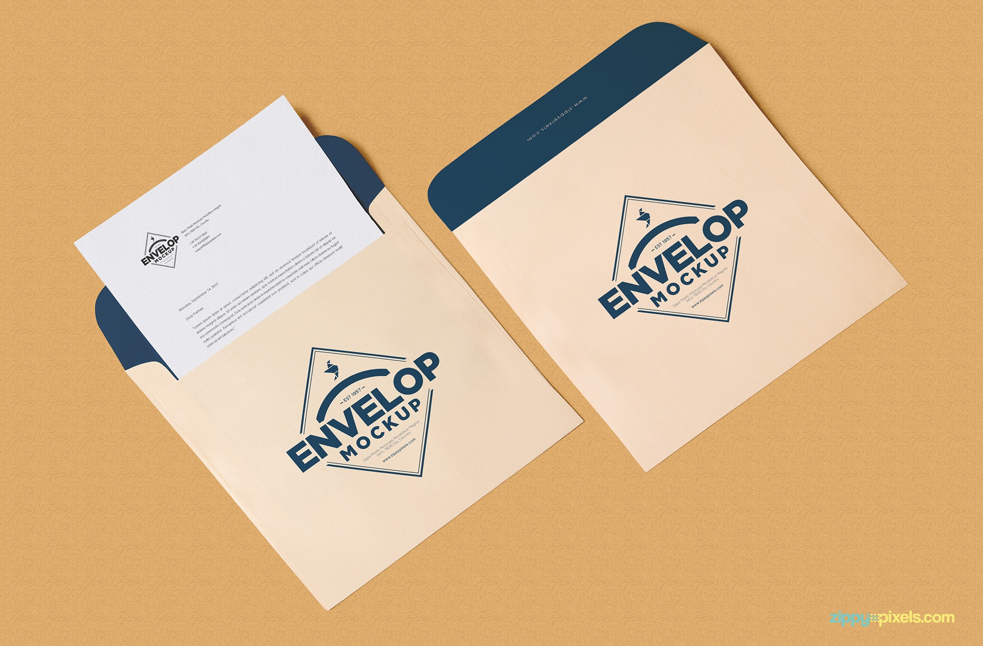 A free envelope with letterhead mockup