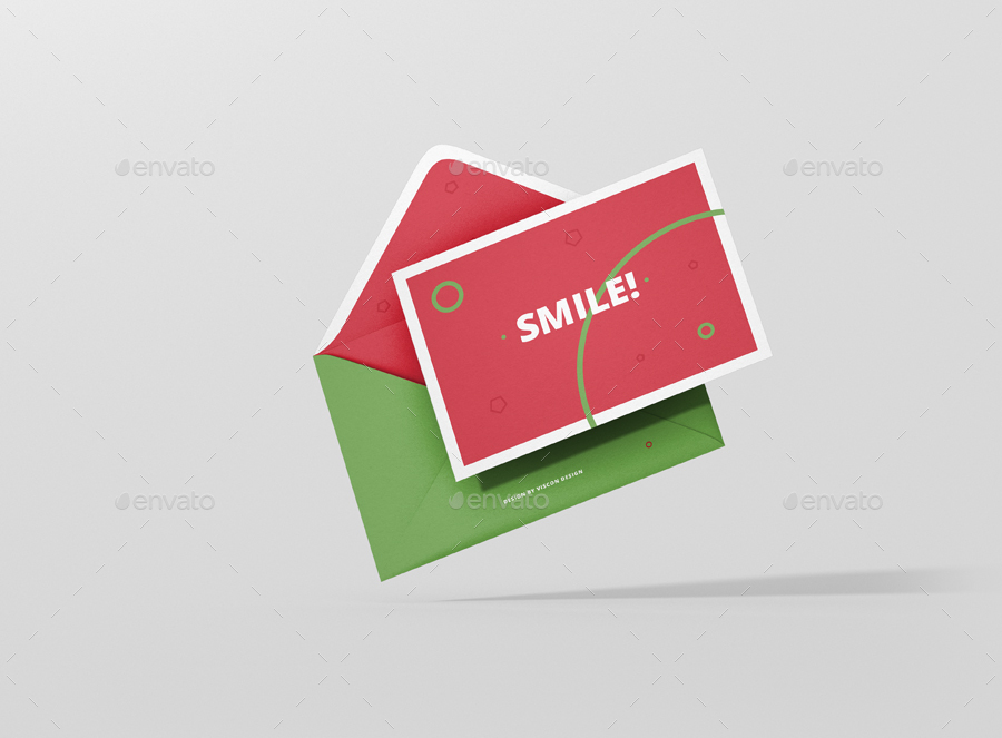 A greeting card mockup with envelope