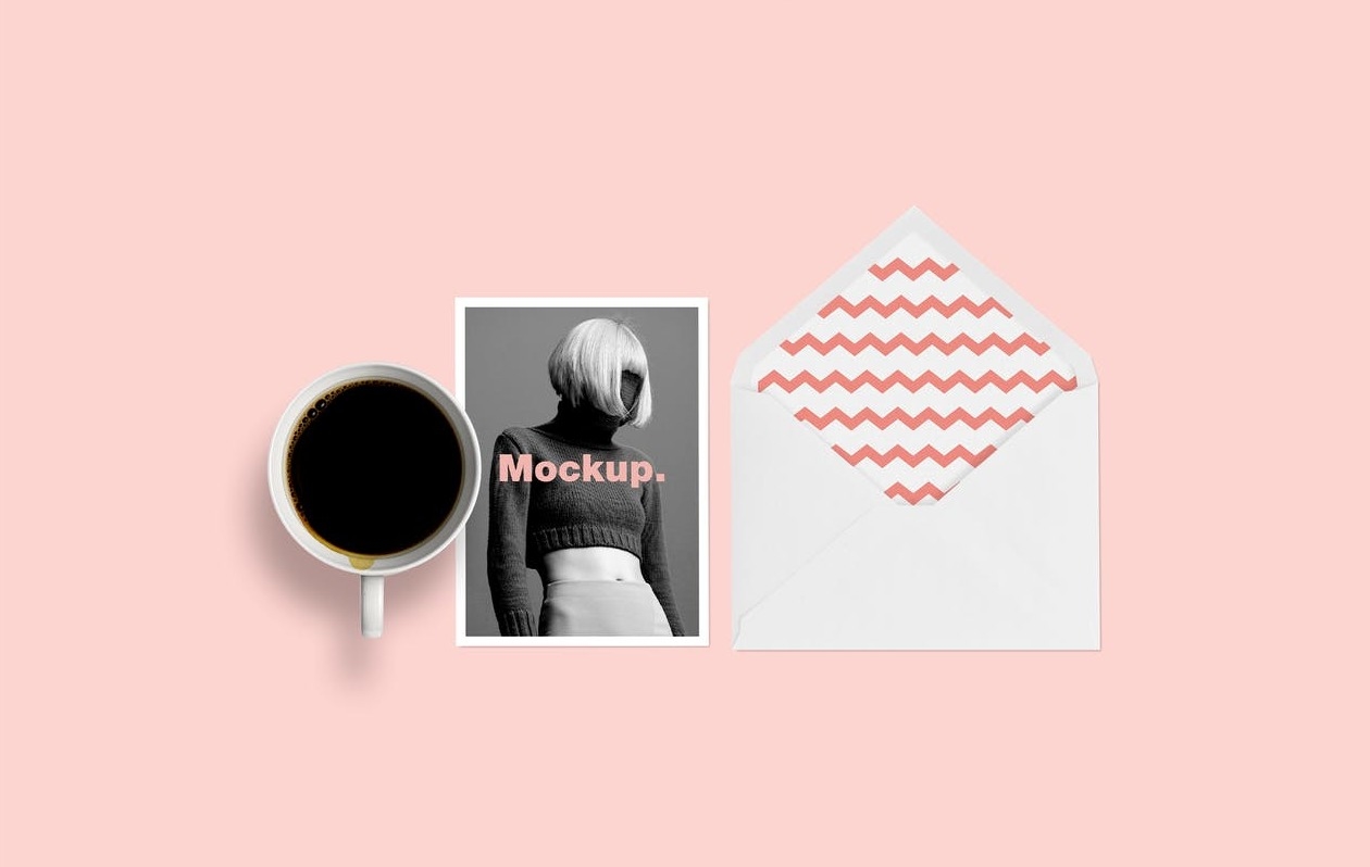 A minimal invitation greeting card envelope mockup