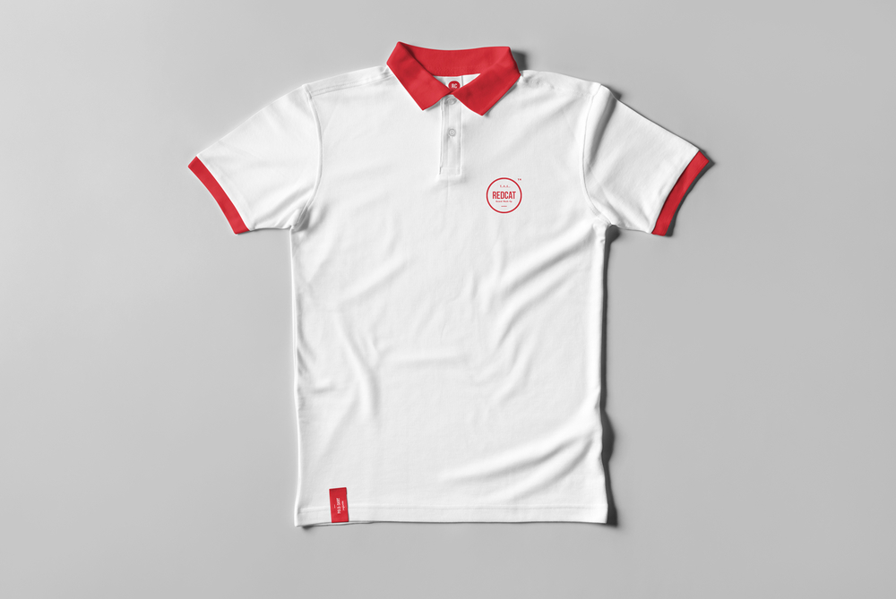 White and red simply polo shirt mockup