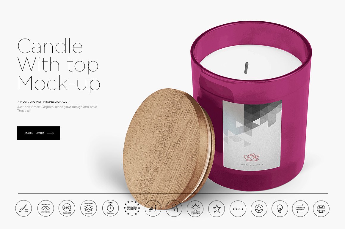 Opened pink candle mockup