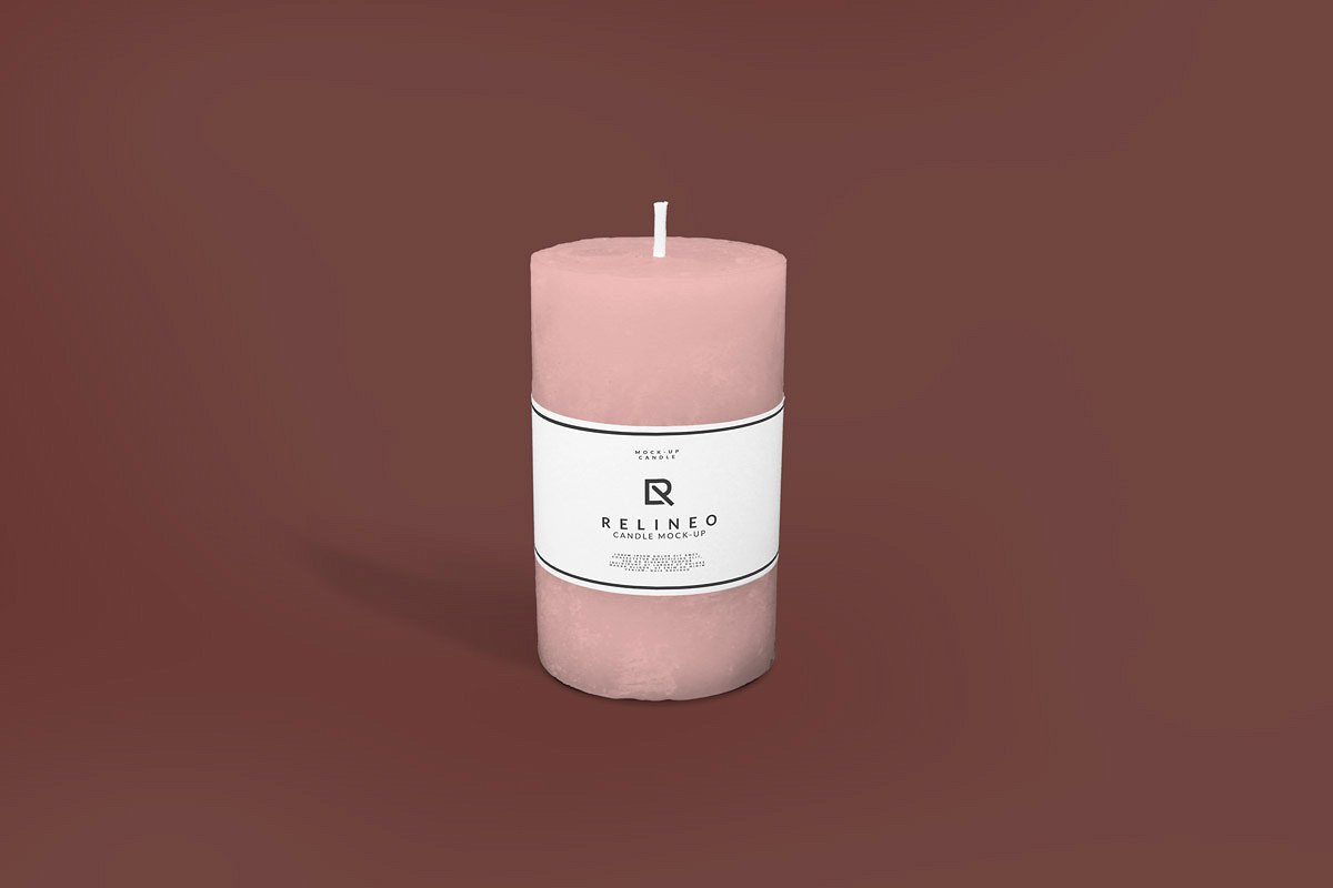 Solo candle mockup on brown background