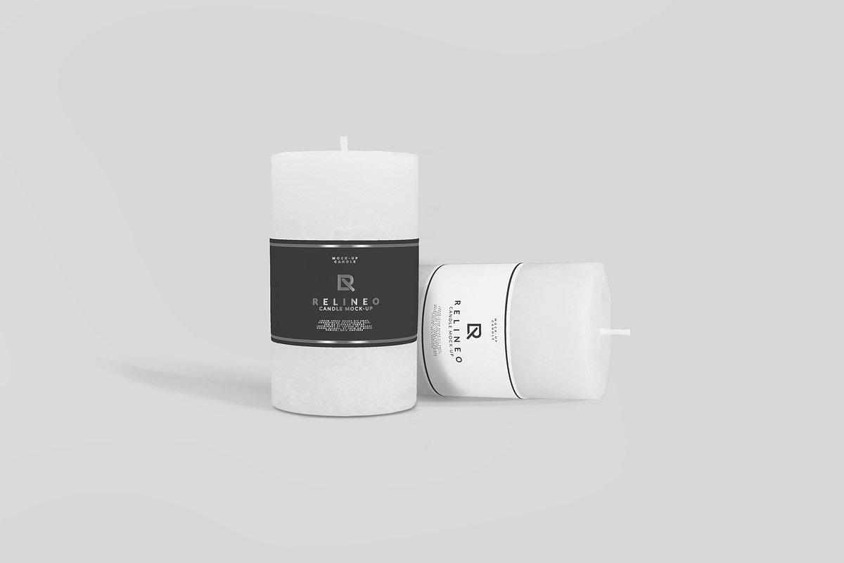 Two white candle mockup
