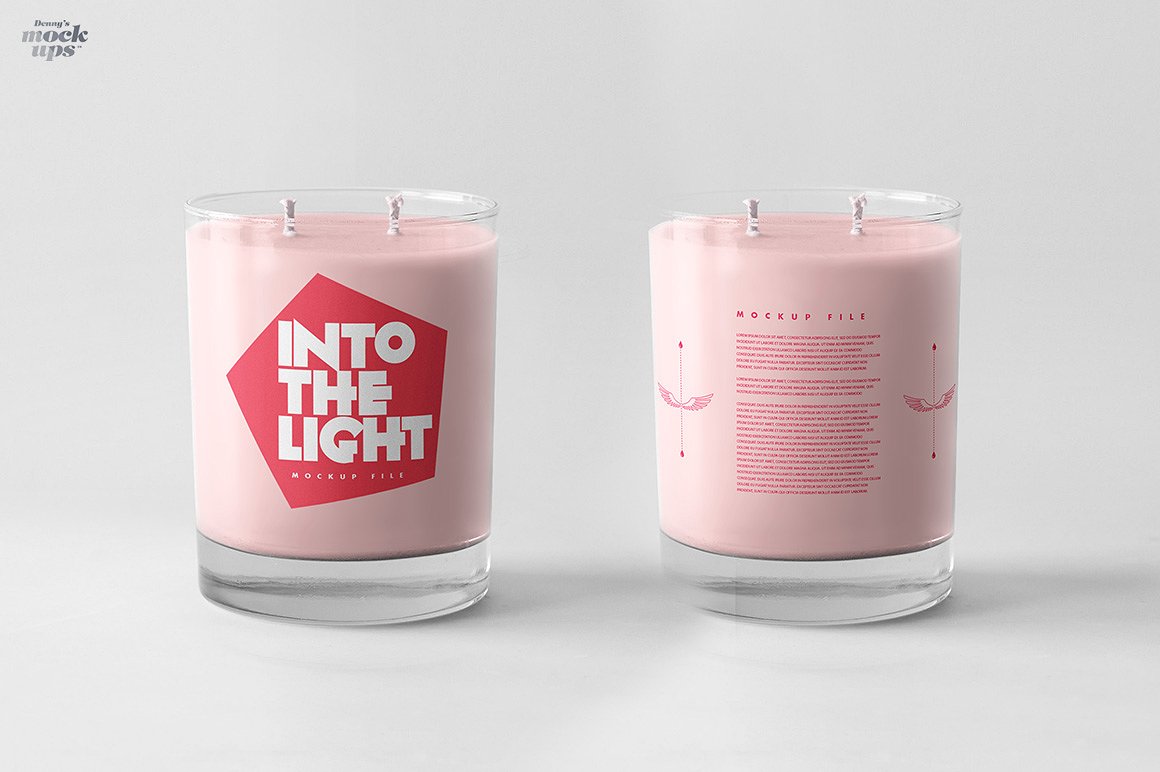 Two glass candles mockup template
