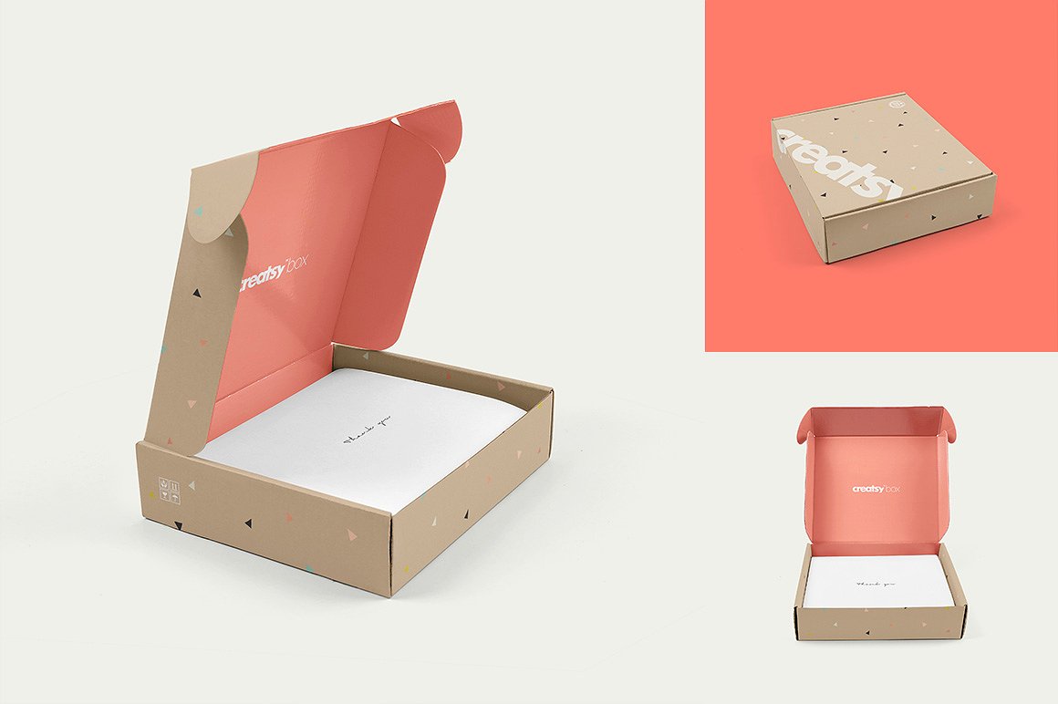 Mailing box mockup set