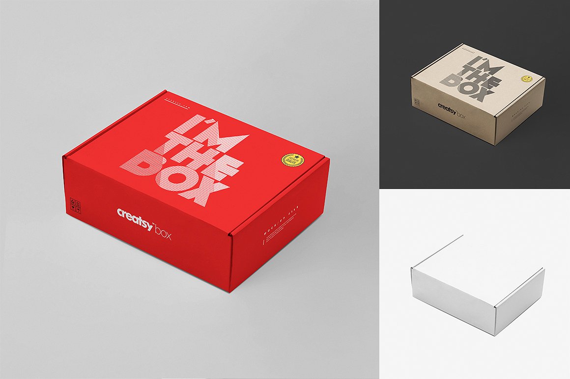 A mailing box mockup set