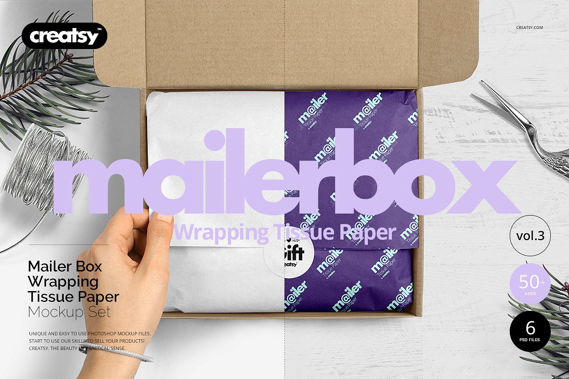 A mailing wrapping tissue paper mockup template