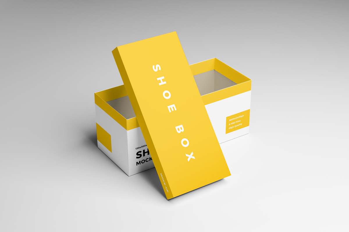 An opened shoe box mockup