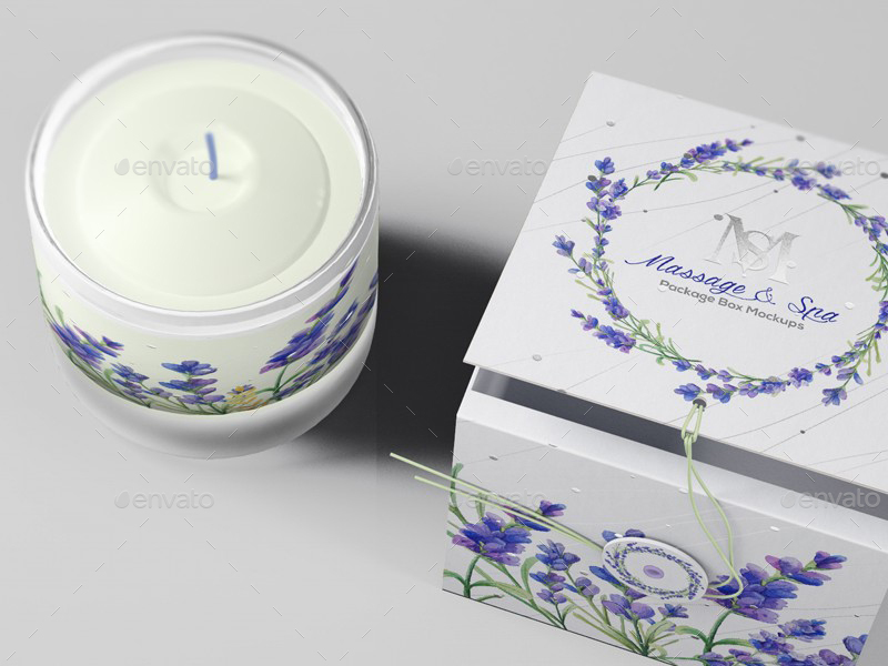 Candle and box mockup template