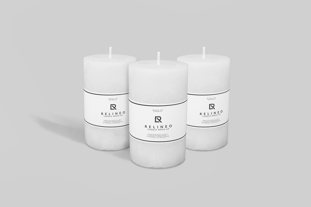 Three white style candle mockup