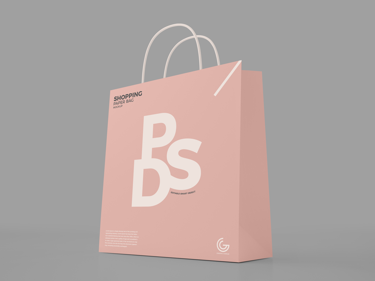 Free pink shopping bag mockup