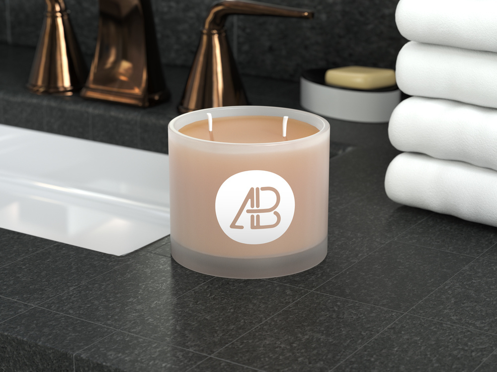 Free frosted glass candle mockup template