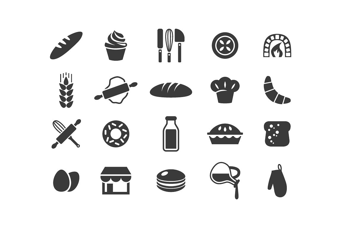 Filled vector bakery icons