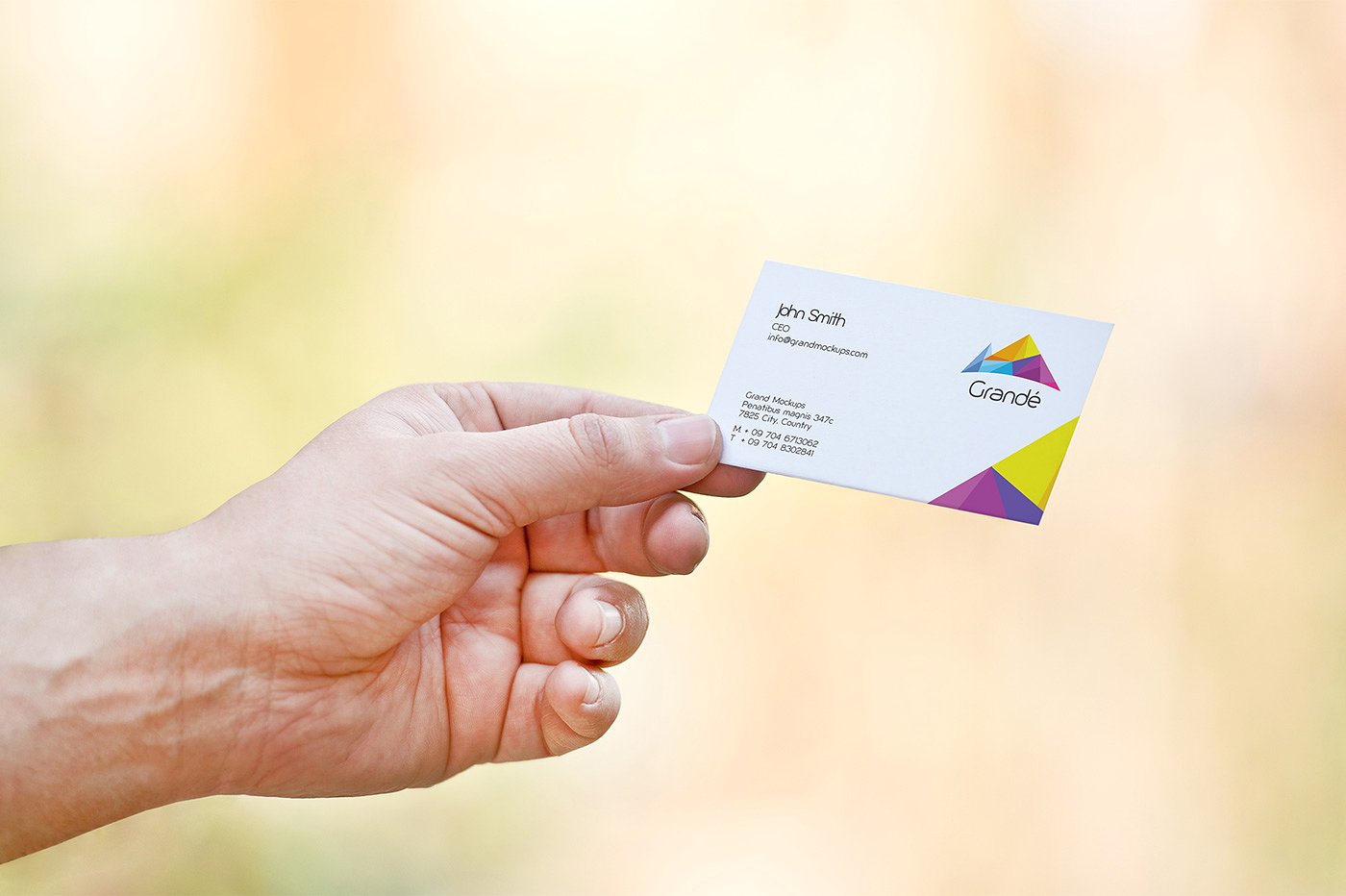 Man giving a business card mockup