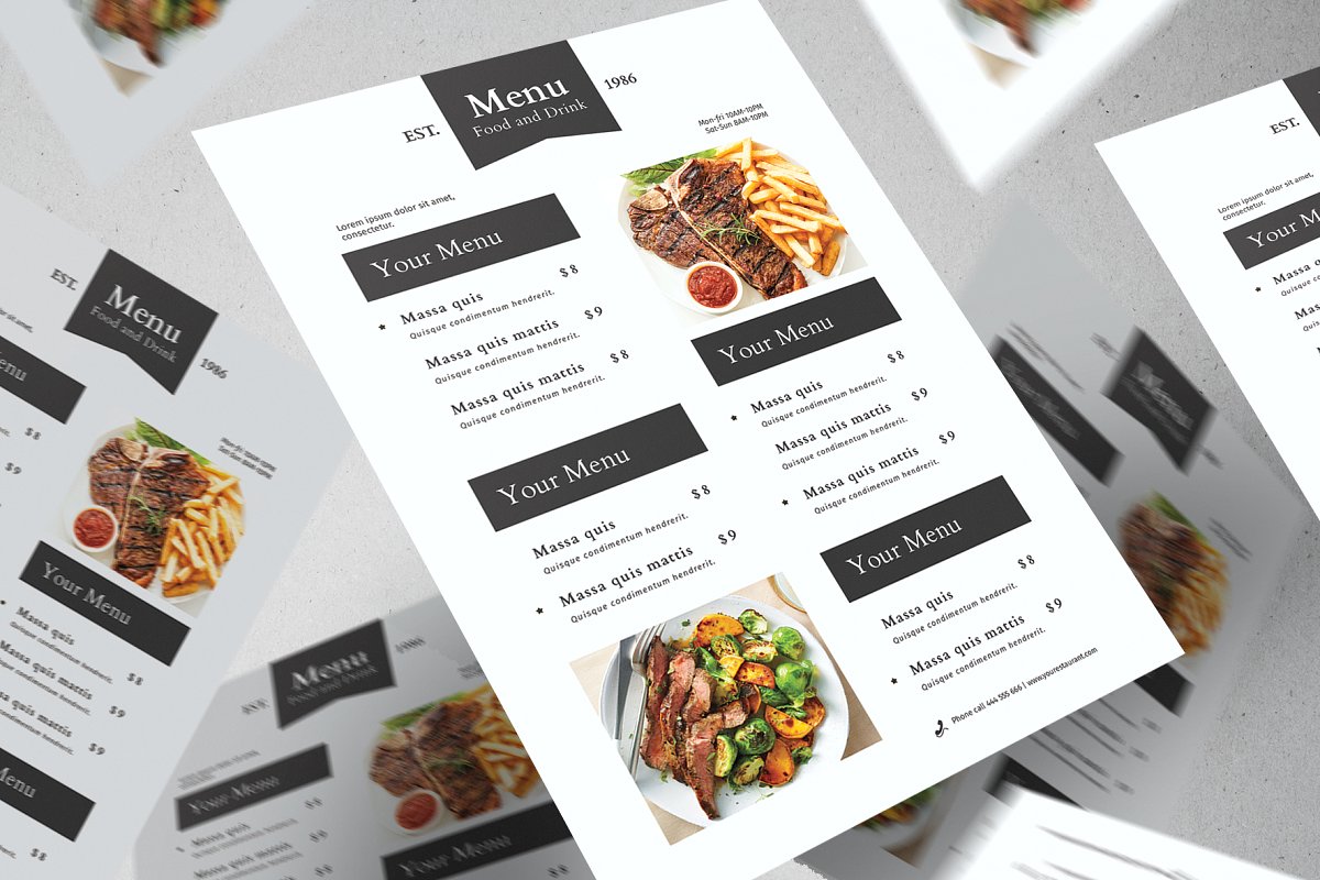 23+ Restaurant / Food Menu Design PSD Templates  Decolore.Net Within Digital Menu Templates Free