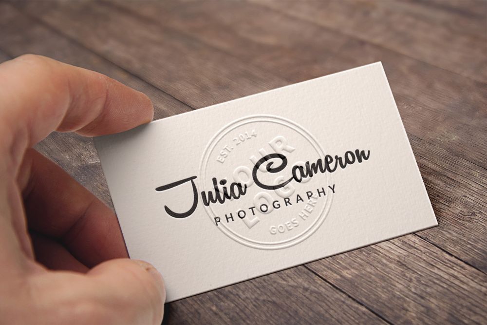 Free embossed business card mockup