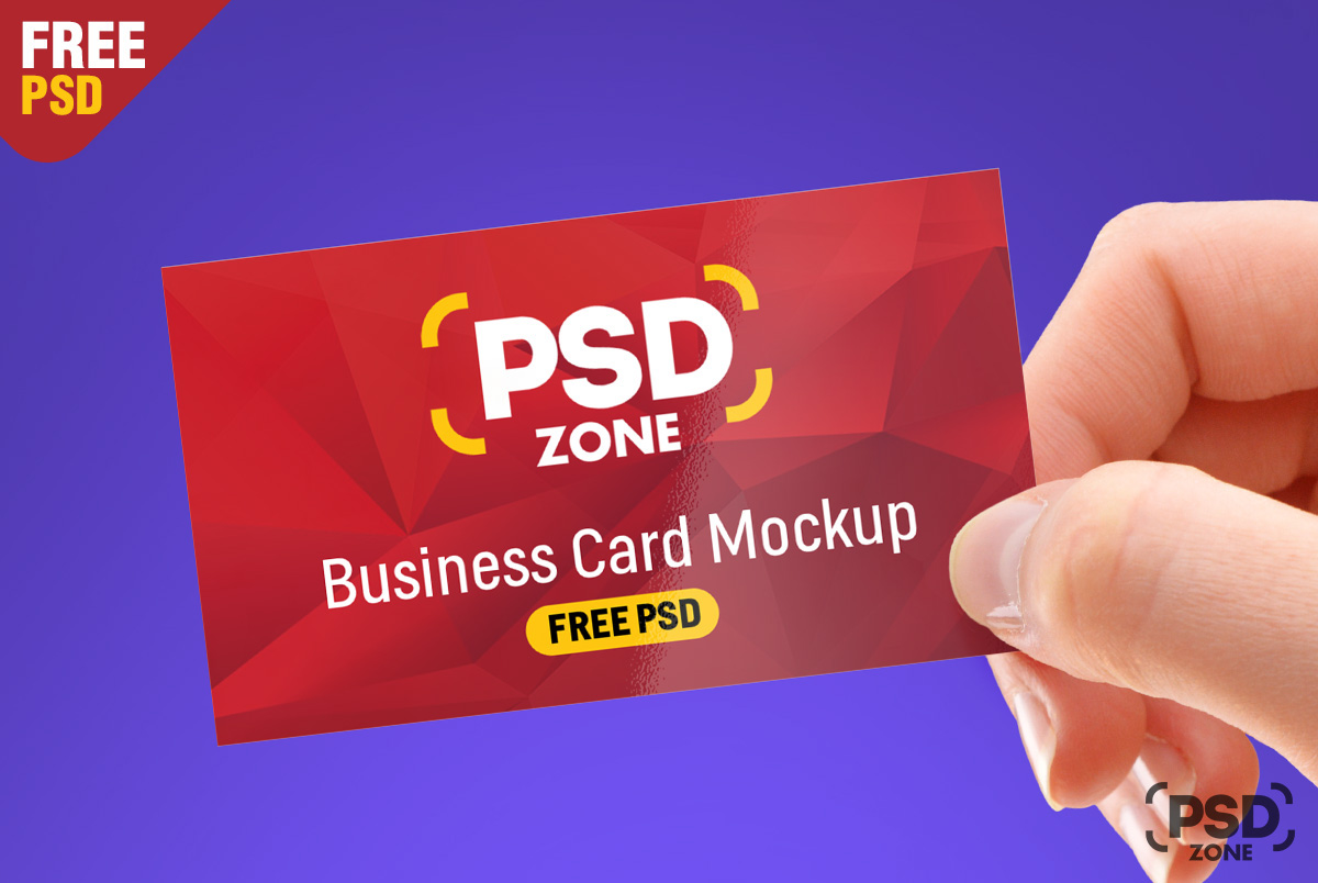 Free business card in hand mockup