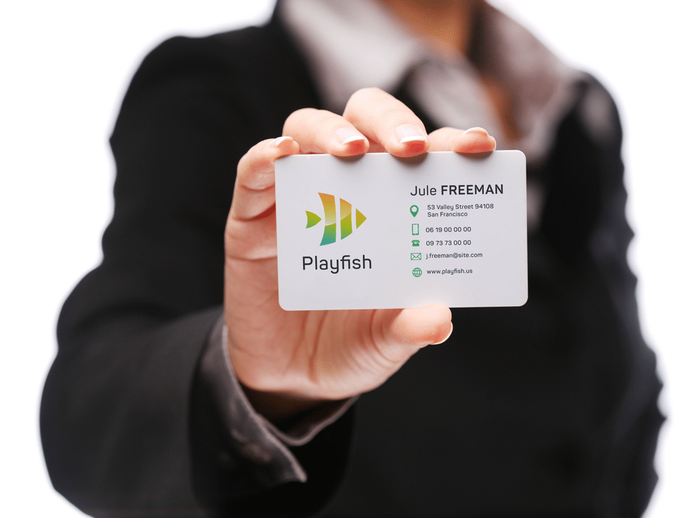 Free business card in hand mockup