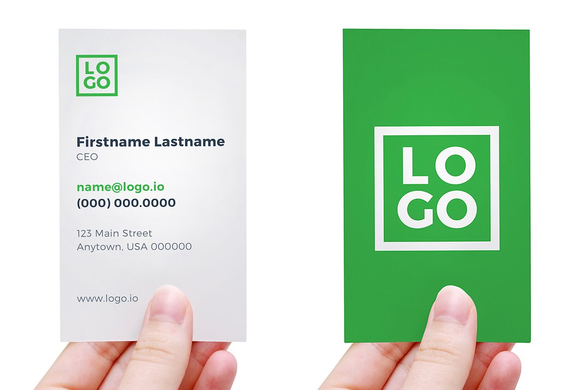 Hand holding business card template mockup