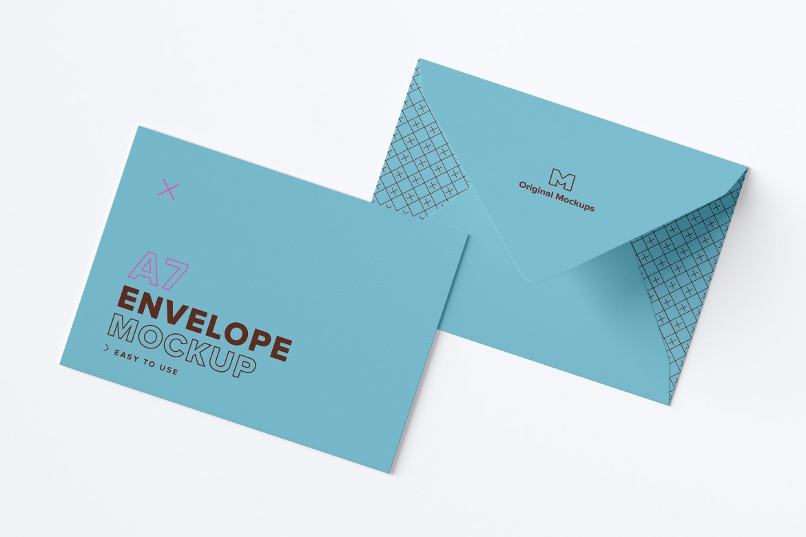 A7 envelope layout mockup template