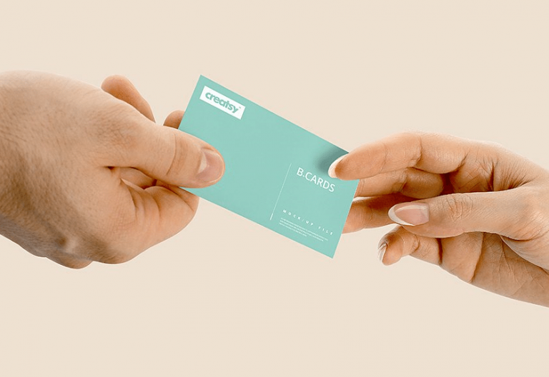 business card in hand mockup templates cover