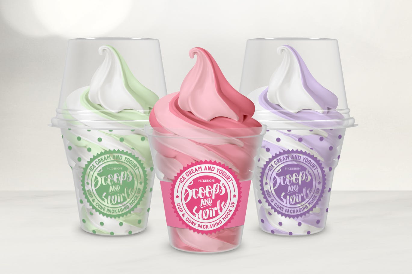 Clear ice cream packaging mockup template