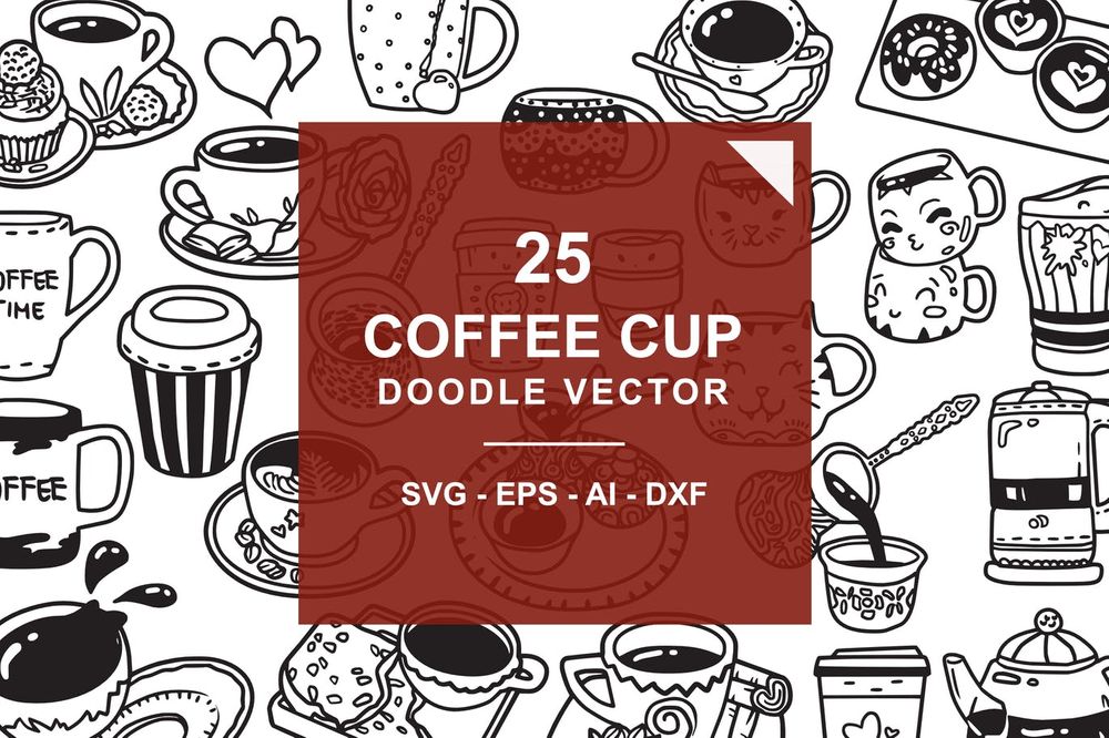 Coffee cup doodle vector icons