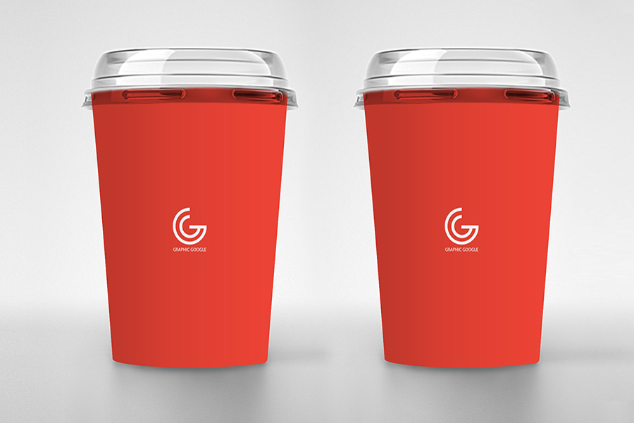 Free red ice cream cups mockup