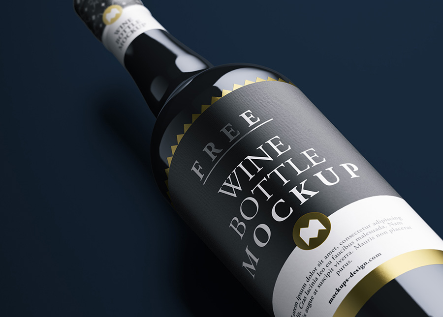 A free wine bottle mockup