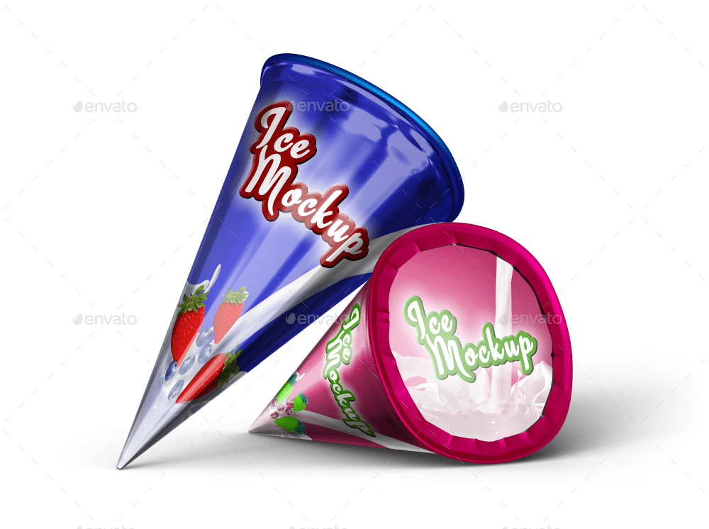 Ice cream cone mockup on white background