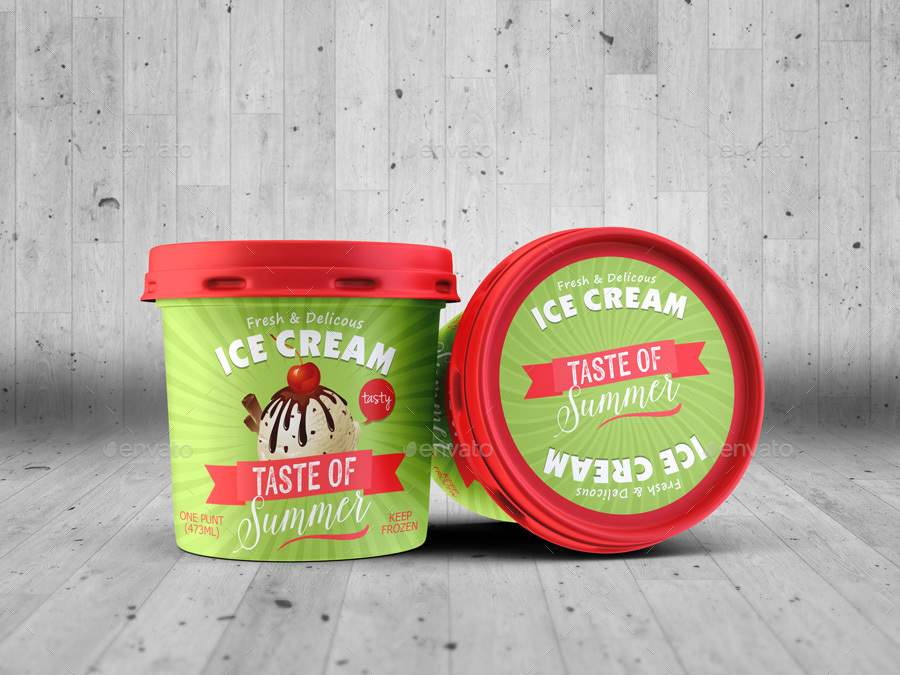 Green ice cream jar with red cap