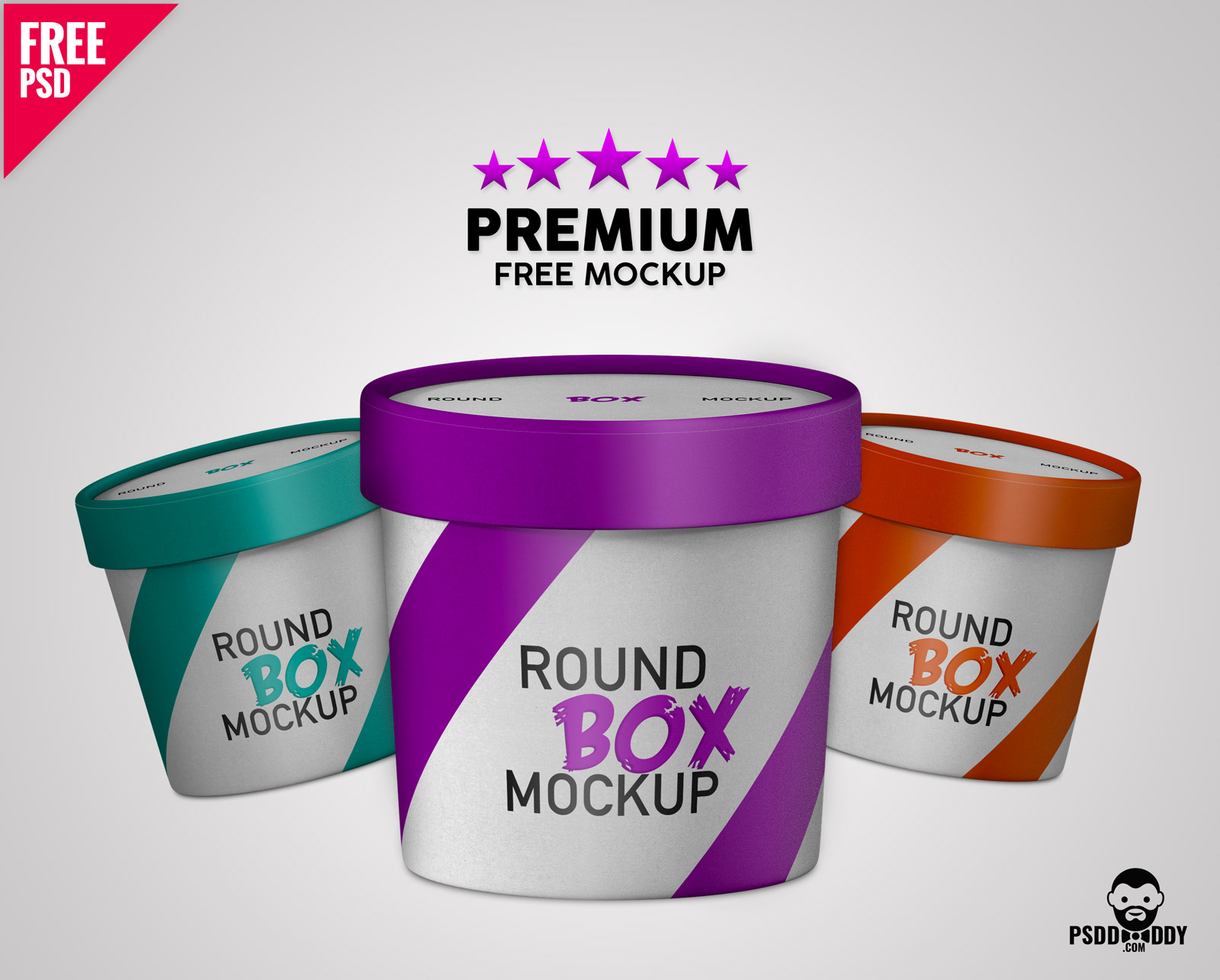 Free round paper box mockup