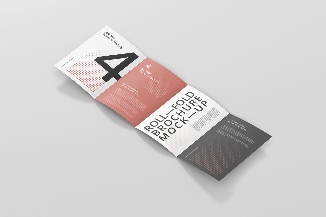 A roll-fold brochure mockup template