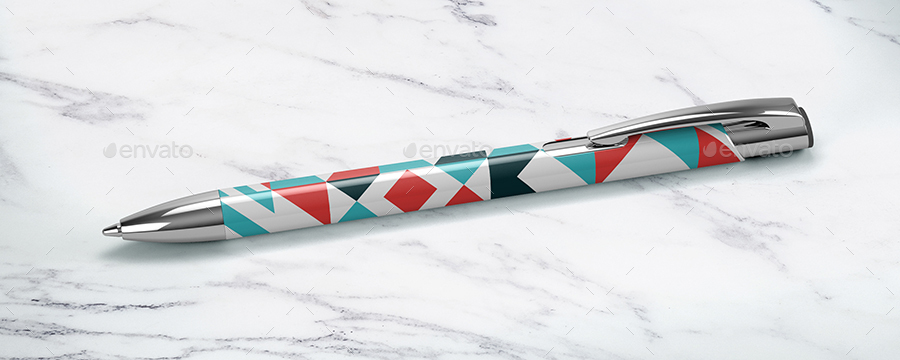 Pen in geometric patterned style mockup