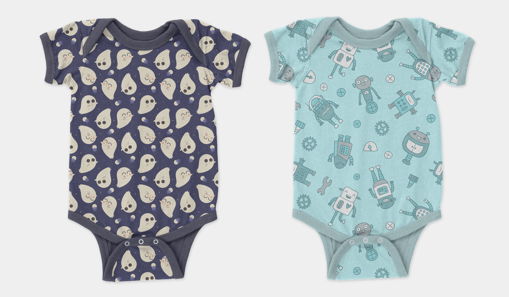 Two baby onesie mockup templates