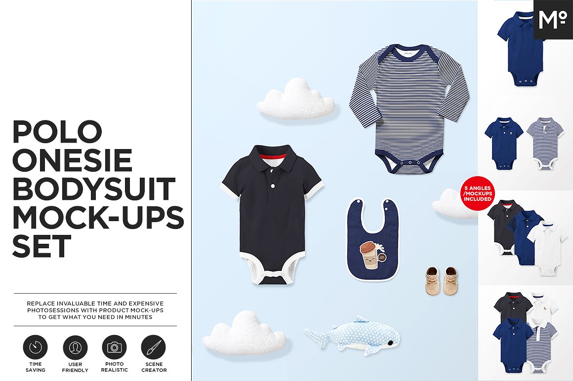 Polo onesie mockup set