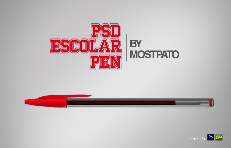 Free pen with red cap mockup