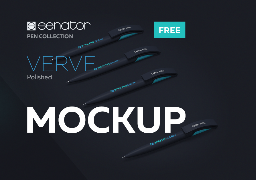 Free black senator pen mockup template