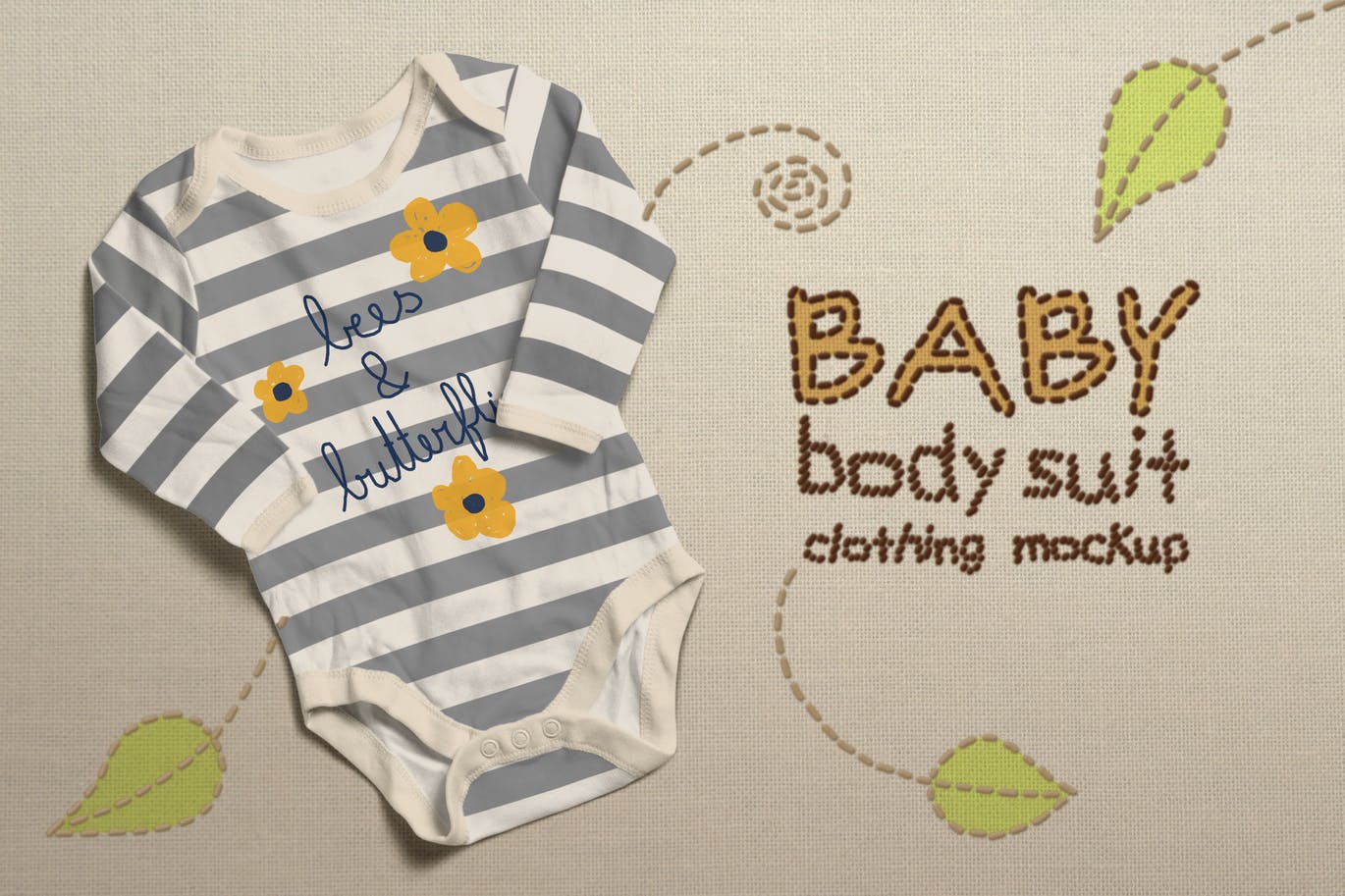 Baby body suit clothing mockup