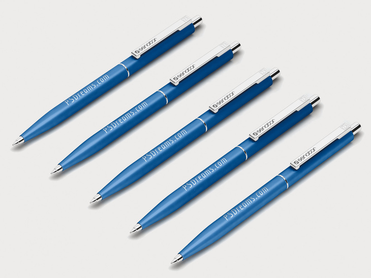 Blue pens in Photoshop mockup