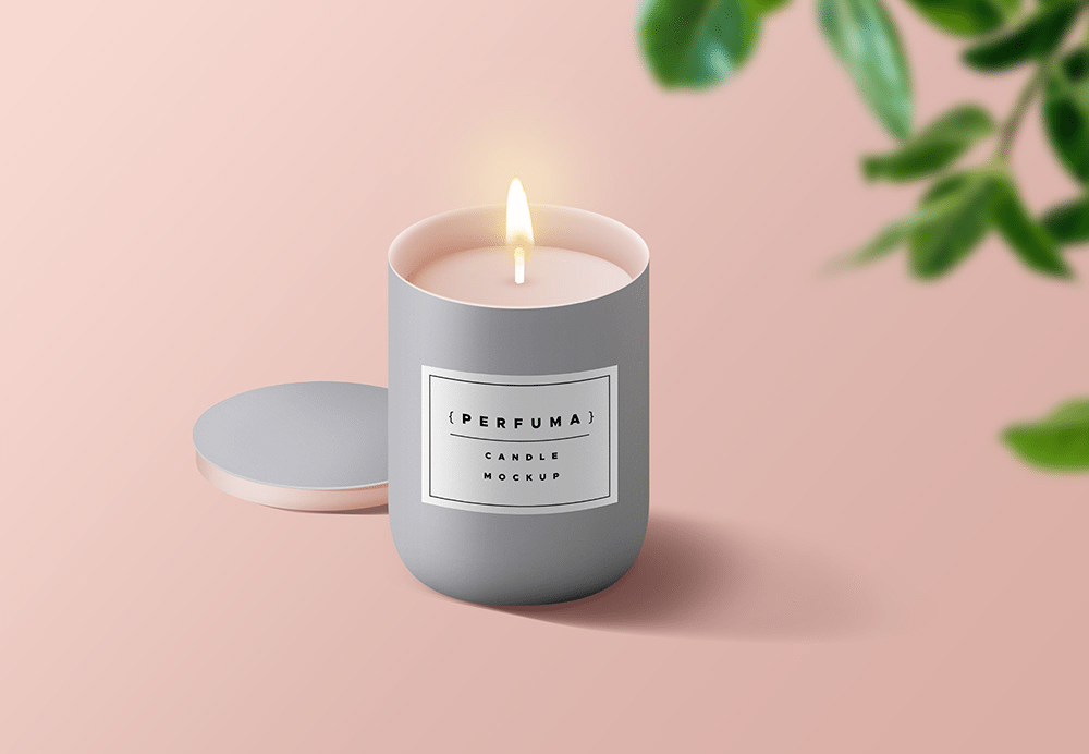 Burning candle free mockup