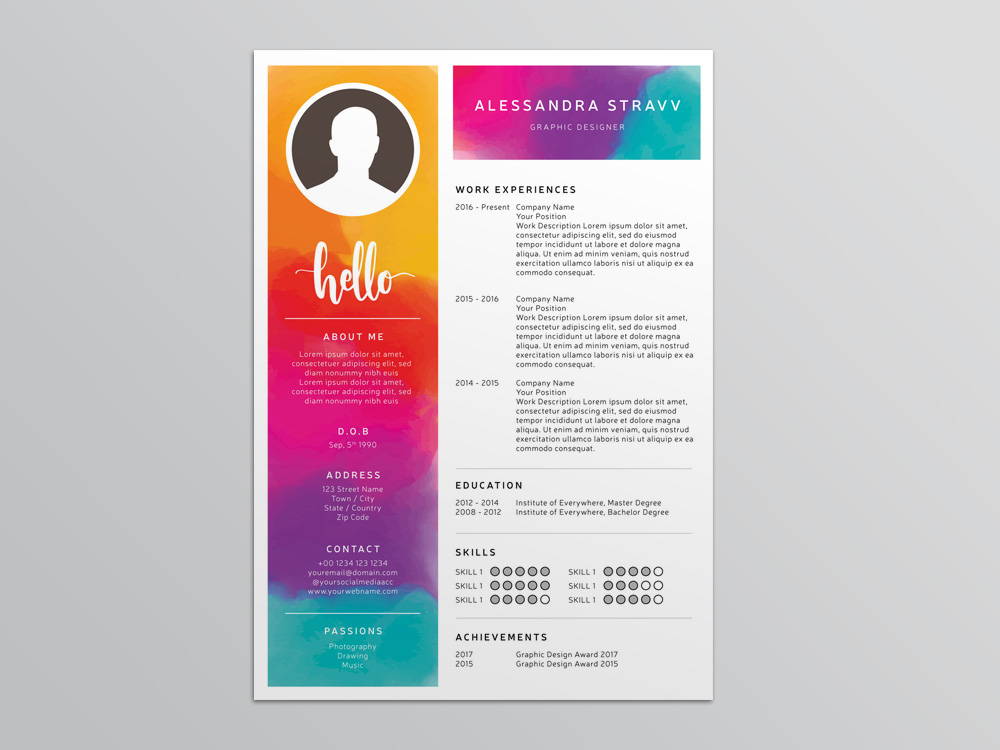 20 Free Colorful Resume Templates With Professional Design Decolore Net