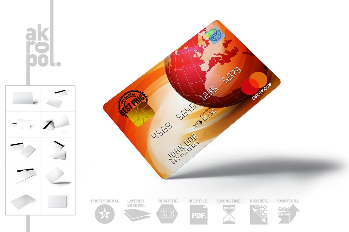 Colorful credit card mockup templates