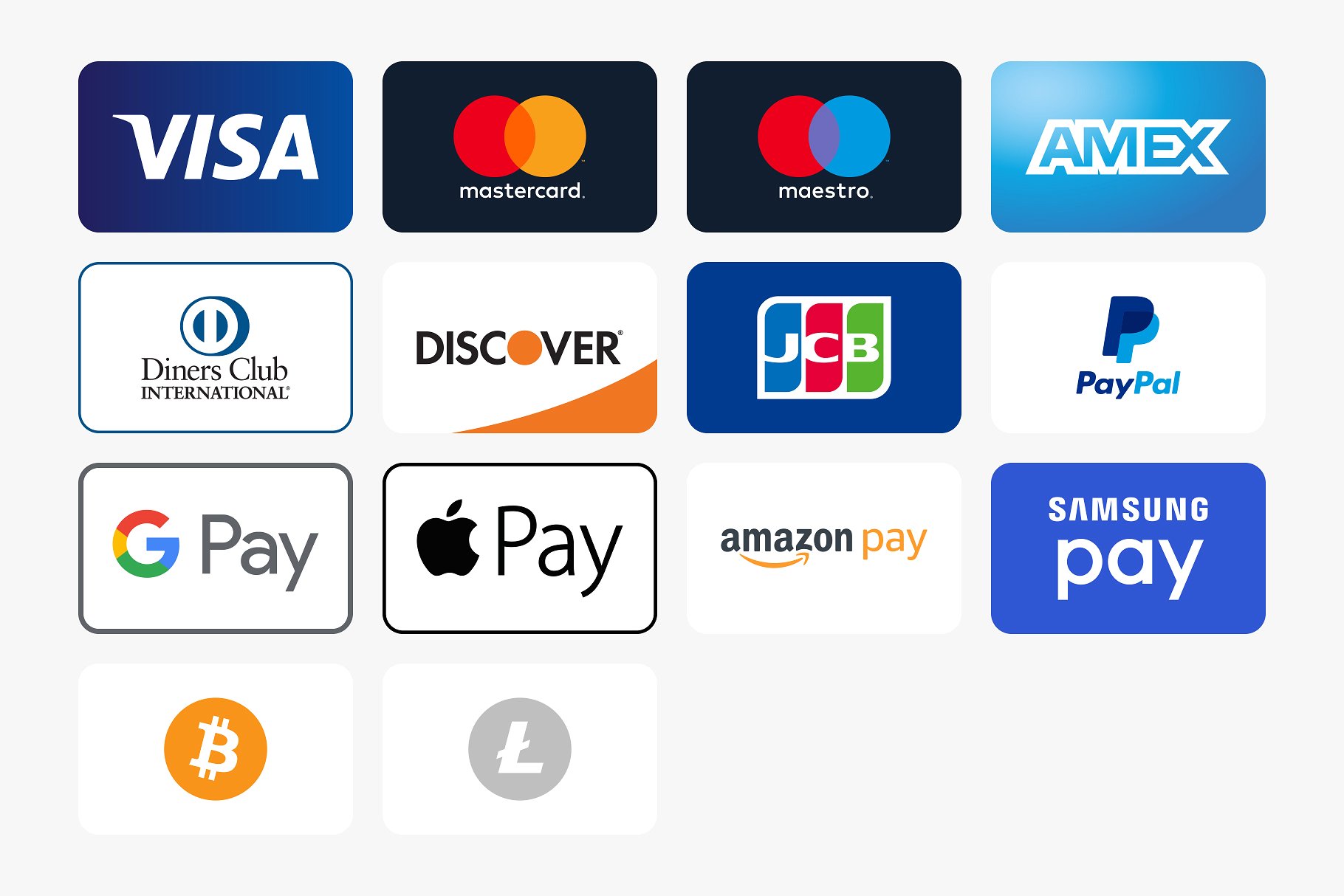 Download 20 Payment Method Credit Card Icons For E Commerce Decolore Net