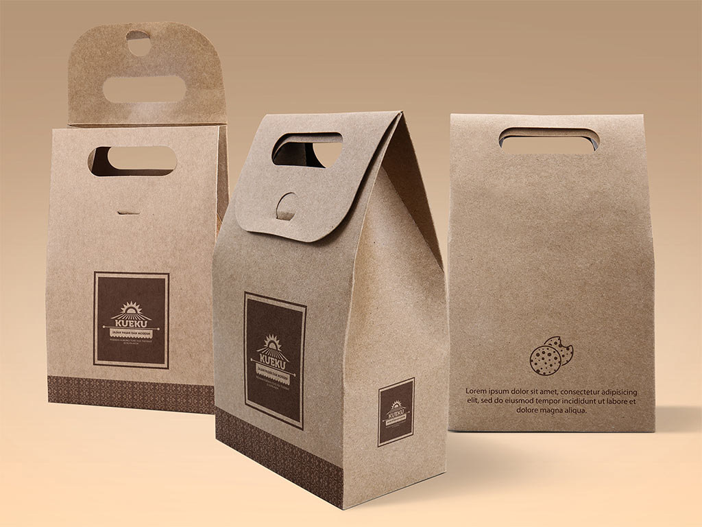 A free cake and cookie kraft paper bag mockup