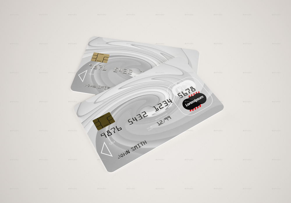 A photorealistic credit card mockups