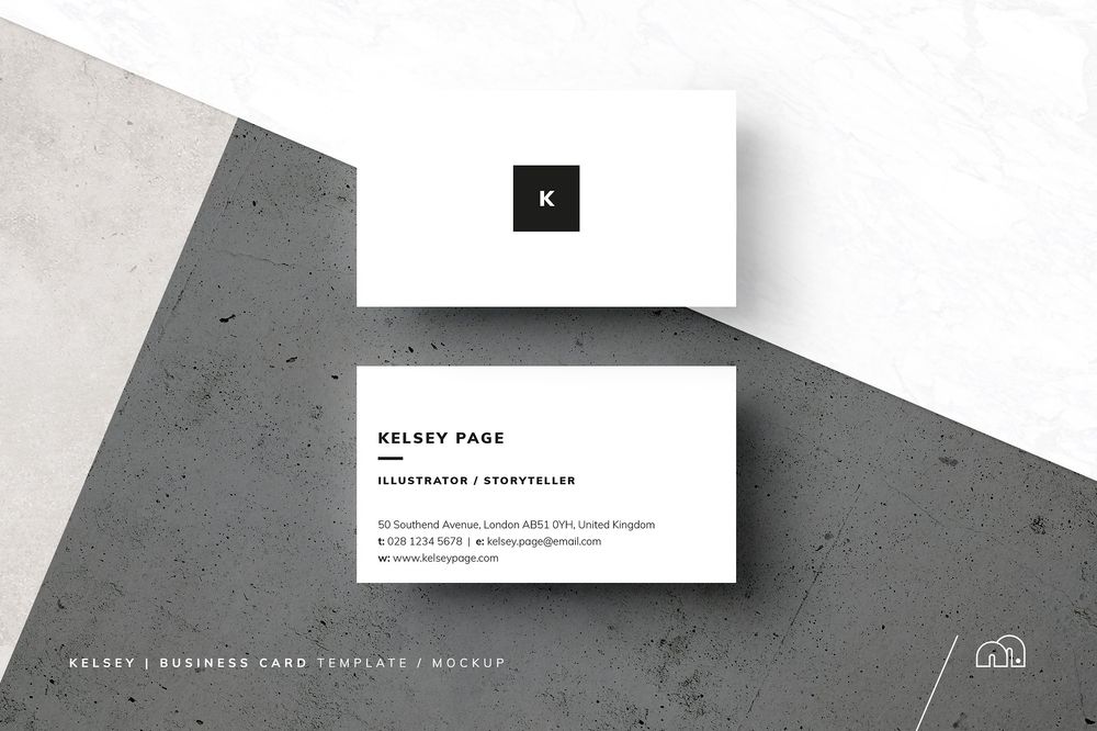 White and black business card