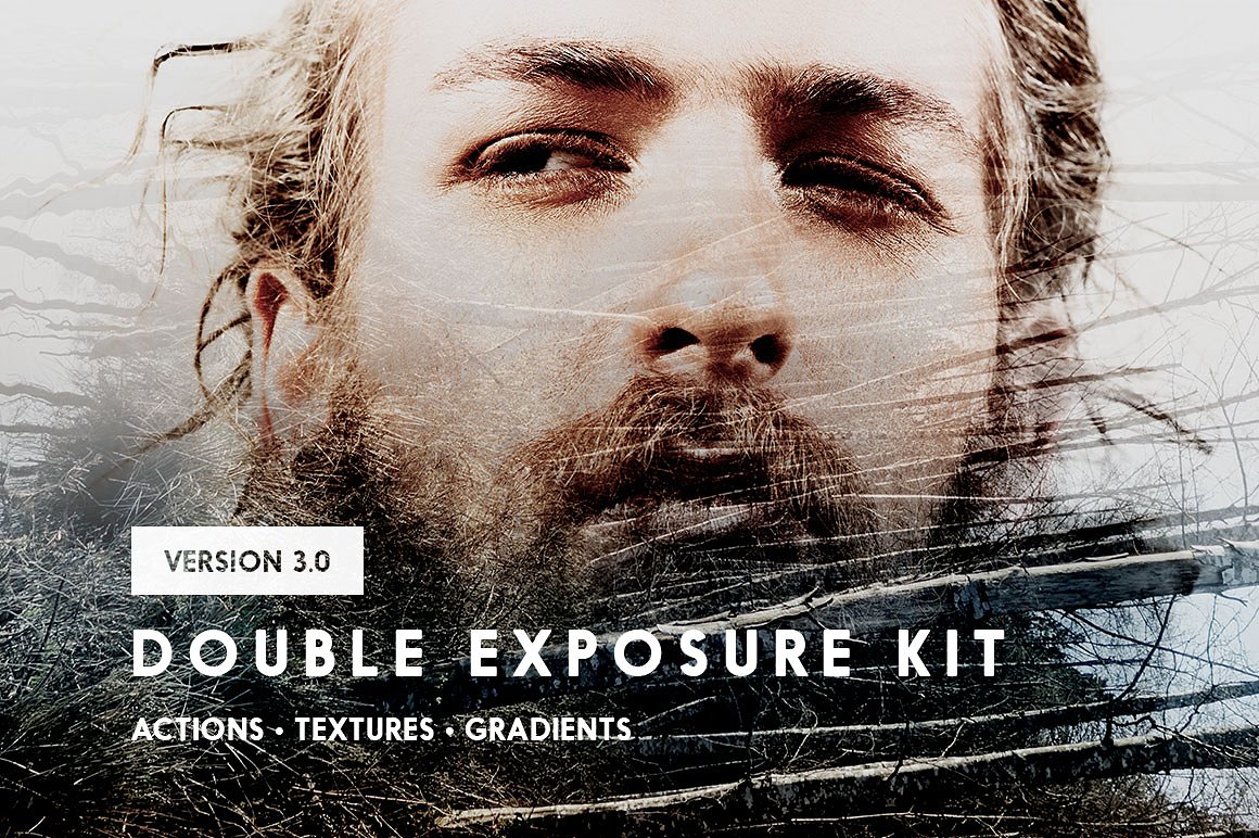 A set of double exposure photoshop actions