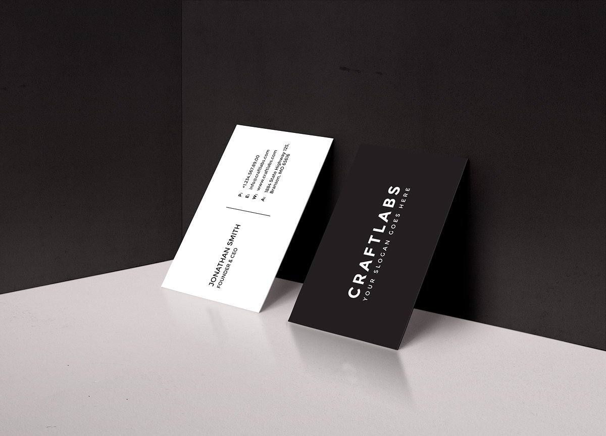 Simple business card in black and white